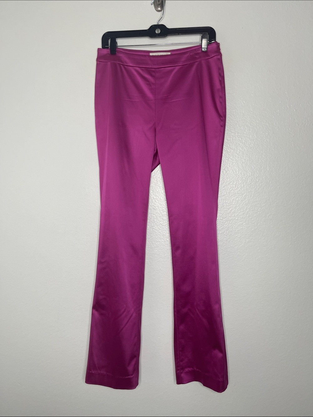 Susan Bender NY Hot Pink Stretch Satin Full Leg Pants Size Large / Medium